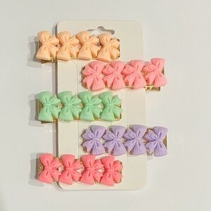 Pastel Bow Hair Clip Set – 5 Color Gold Barrette Pack